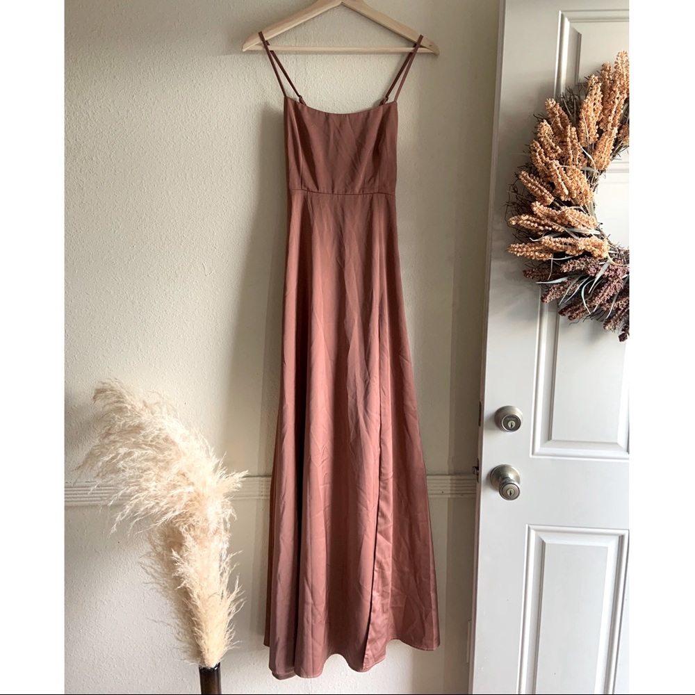 Showpo NWT Dusty Rose Will It Be Us split maxi dress size 4 bridesmaids formal